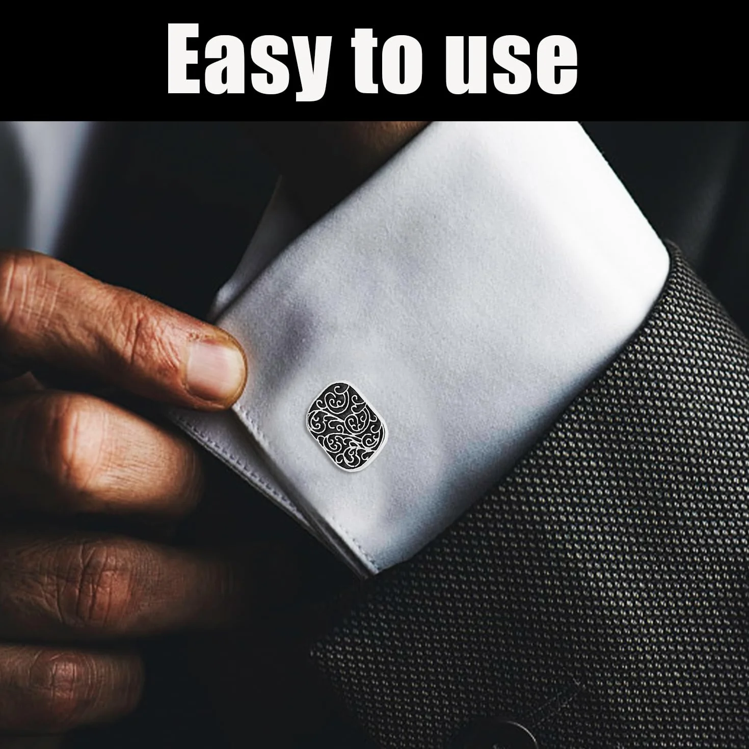 3 pares de gemelos con 1 bolsa de almacenamiento, gemelos con patrón, gemelos cuadrados, gemelos redondos, botones de camisa, adecuados para bodas, negocios, fiestas.