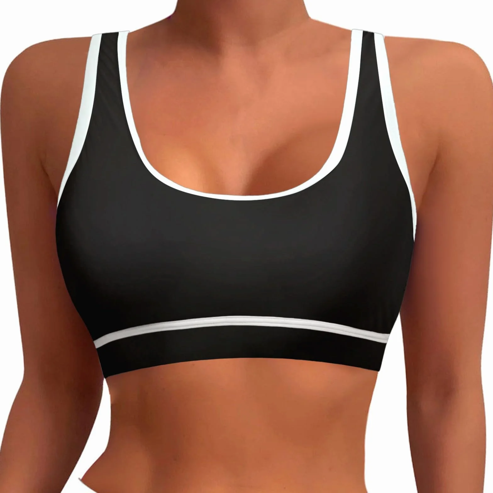 Tankini Deportivo Mujer Sujetador Natación Espalda Nadadora Top Corto Bikini Traje Baño