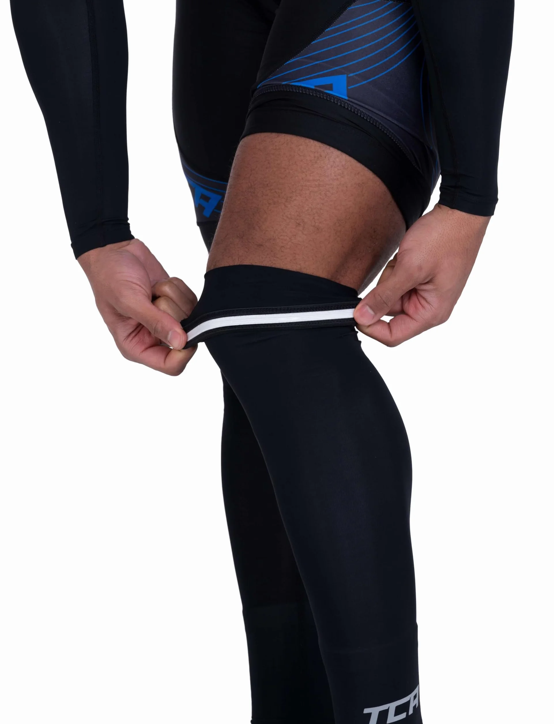 TCA Manga UPF 50 +, Anti-Llip, Calentadores de piernas todo el año para hombres y mujeres para ciclismo, correr, caminar, baloncesto - Manga de compresión completa para piernas.