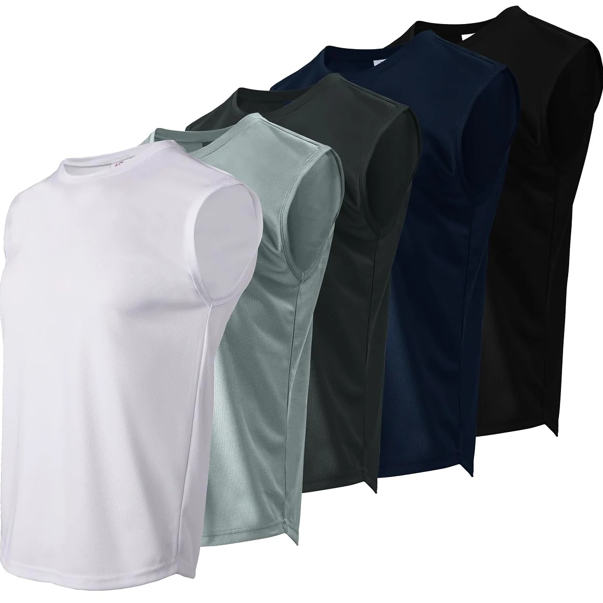 Facitisu Camisetas sin Mangas para Hombre, atléticas, Camisetas sin Mangas, para Entrenamiento, Secado rápido, para Gimnasio, Paquete de 5-B, Small