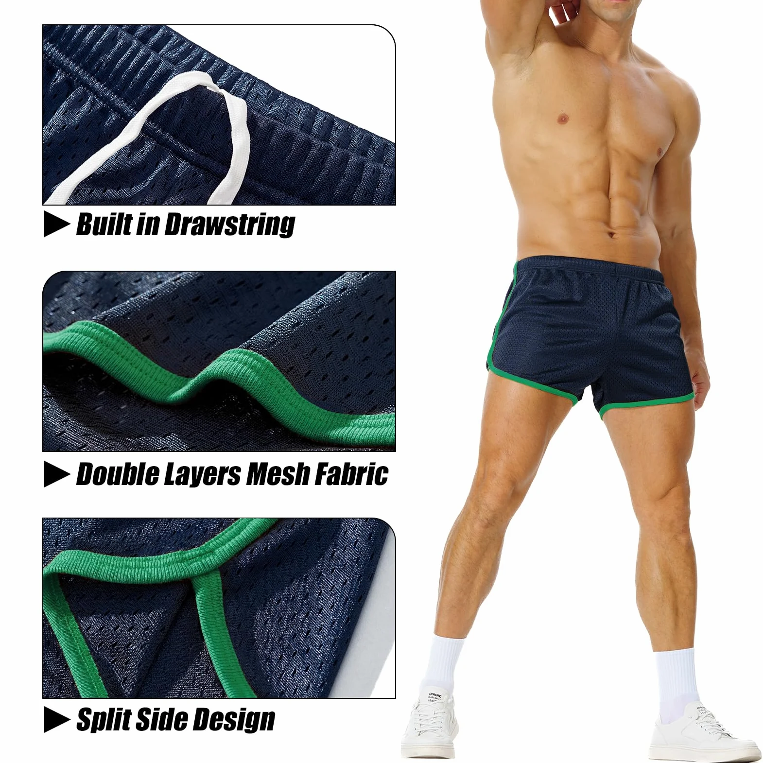 AIMPACT Pantalones Cortos Deportivos de Malla de Secado rápido para Hombre, Pantalones Cortos de Entrenamiento, Pantalones Cortos de Verano