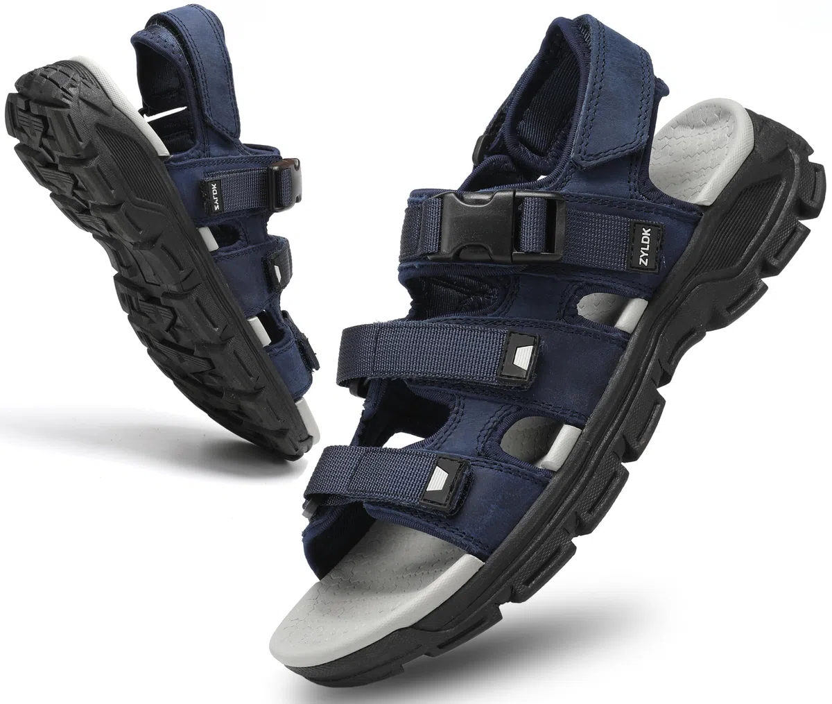Sandalias Trekking Hombres Deportivas Verano Exterior Senderismo Zapatos con Punta Abierta Cuero Sandalias de Playa