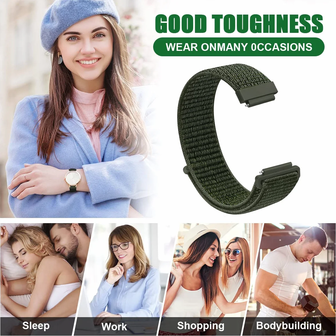 Vicloon 2Pcs Correas de Nylon para Reloj, 16mm 18mm 20mm Correa para Reloj Inteligente Universal, Correa Reloj de Repuesto, para Hombres y Mujeres