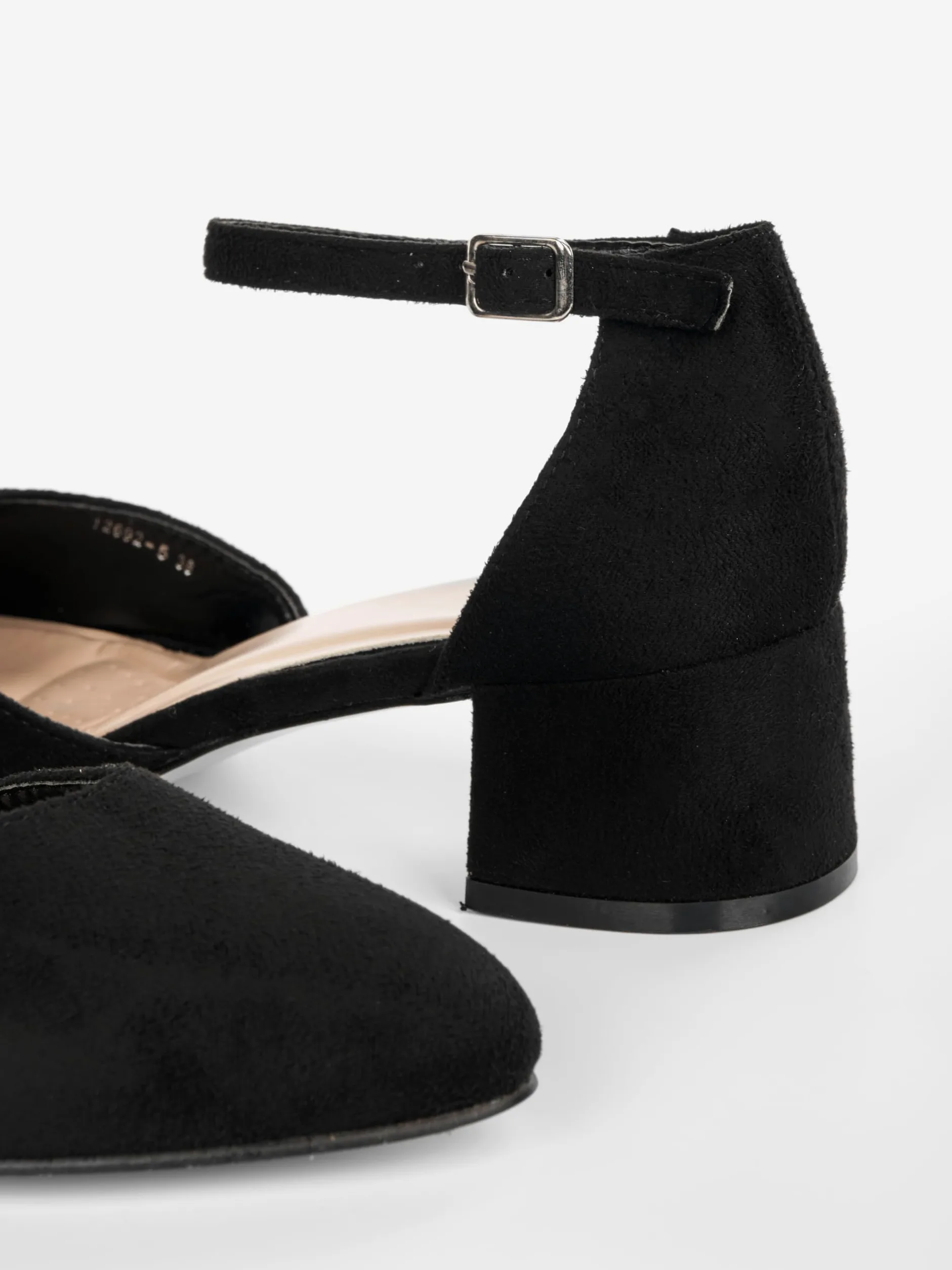 Tacones, Zapatos de Tacón Mujer, 4 cm Tacón Bloque, Negro/Beige, Piel sintética/Microfibra, 12692