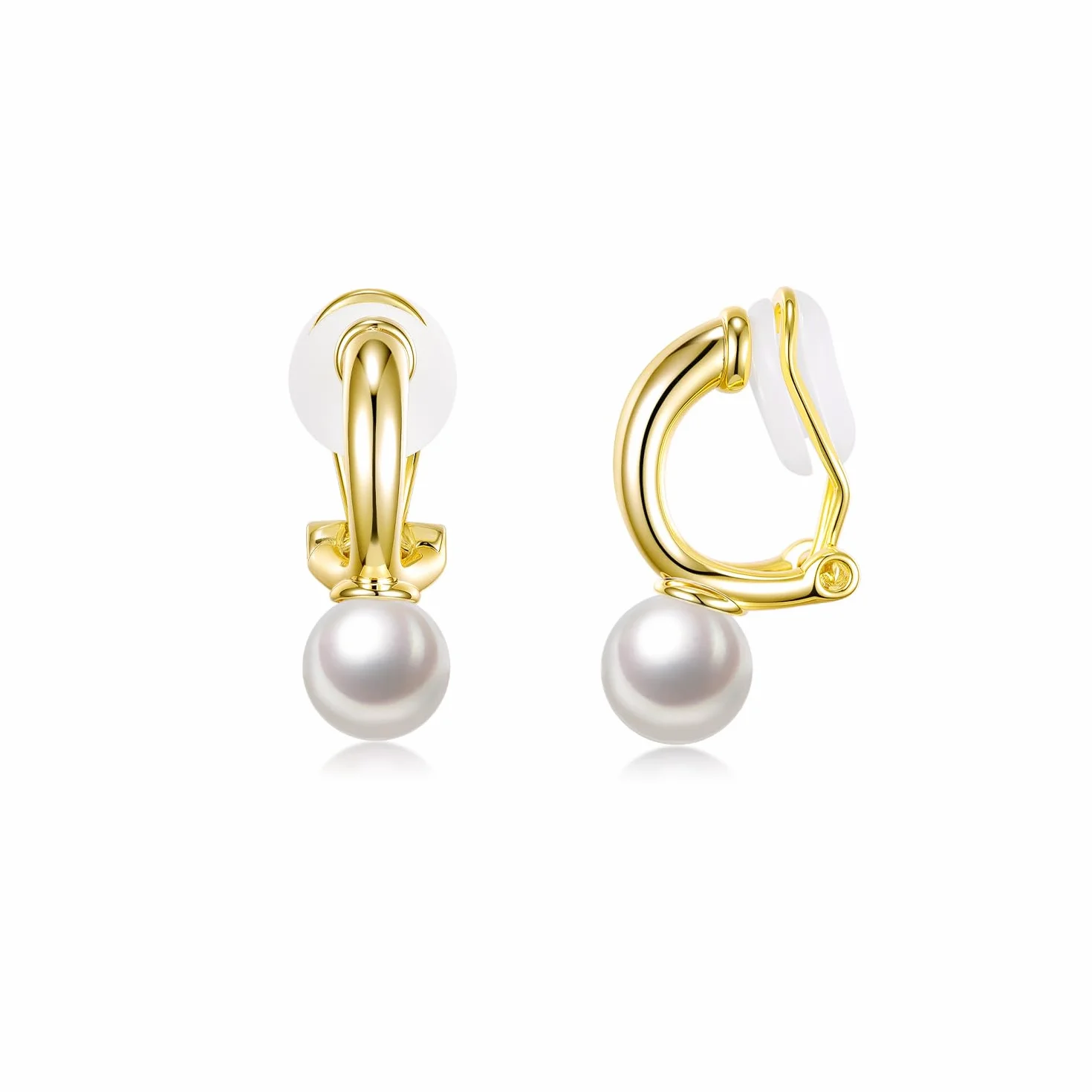 Pendientes de Perla para Mujer Clip Sin Agujero Dorados Plateados