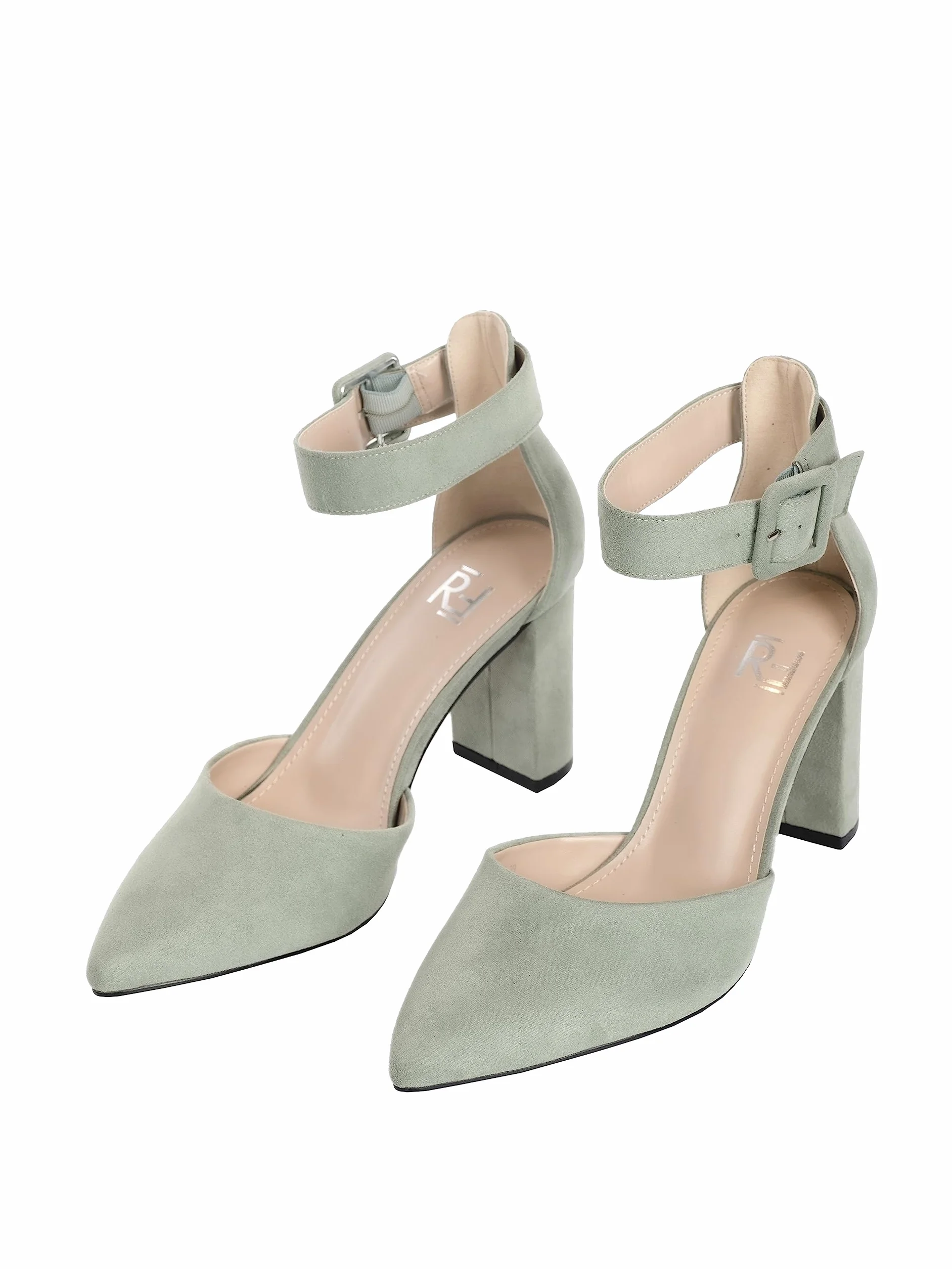 Tacones, 8.5 cm Tacón Bloque, Zapatos con Trasera, 8.5 cm Tacón Bloque, Blanco/Beige/Negro/Rosa/Verde/Gris/Rojo, Cuero sintético/Ante sintética, Zapatos Destalonados, Slingbacks, 2062A