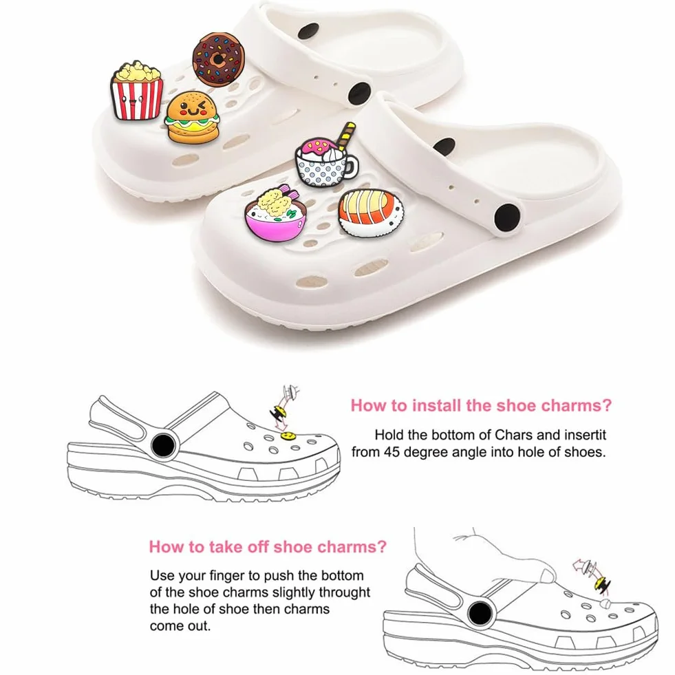 Comida Encantos del Zapato 21PCS Cute Cartoon Zapato Decoración Croc Charms para Niñas Mujeres Niños Adultos, Regalo para Fiesta de Cumpleaños