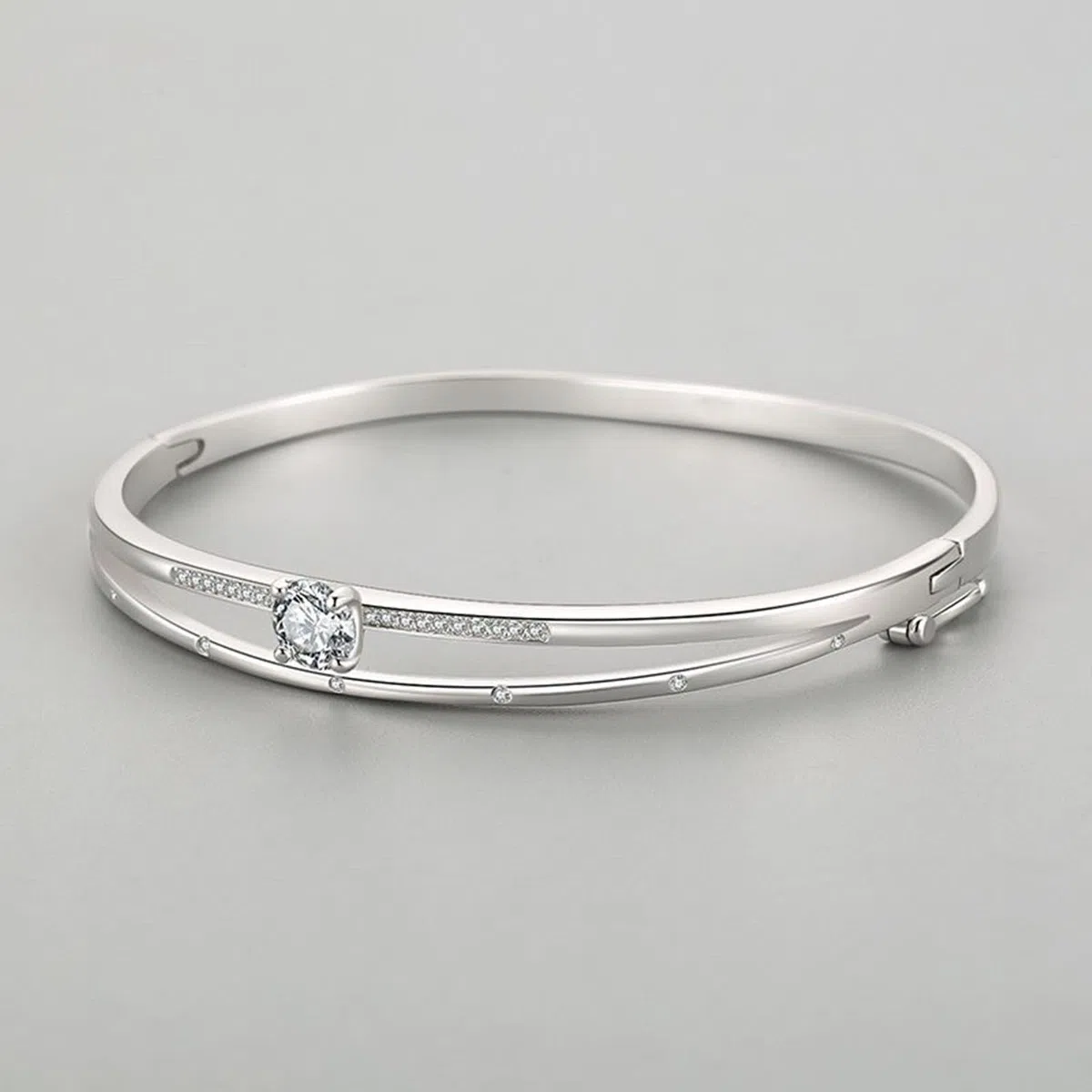 Pulsera de promesa para mujer, doble capa con moissanita, oro blanco
