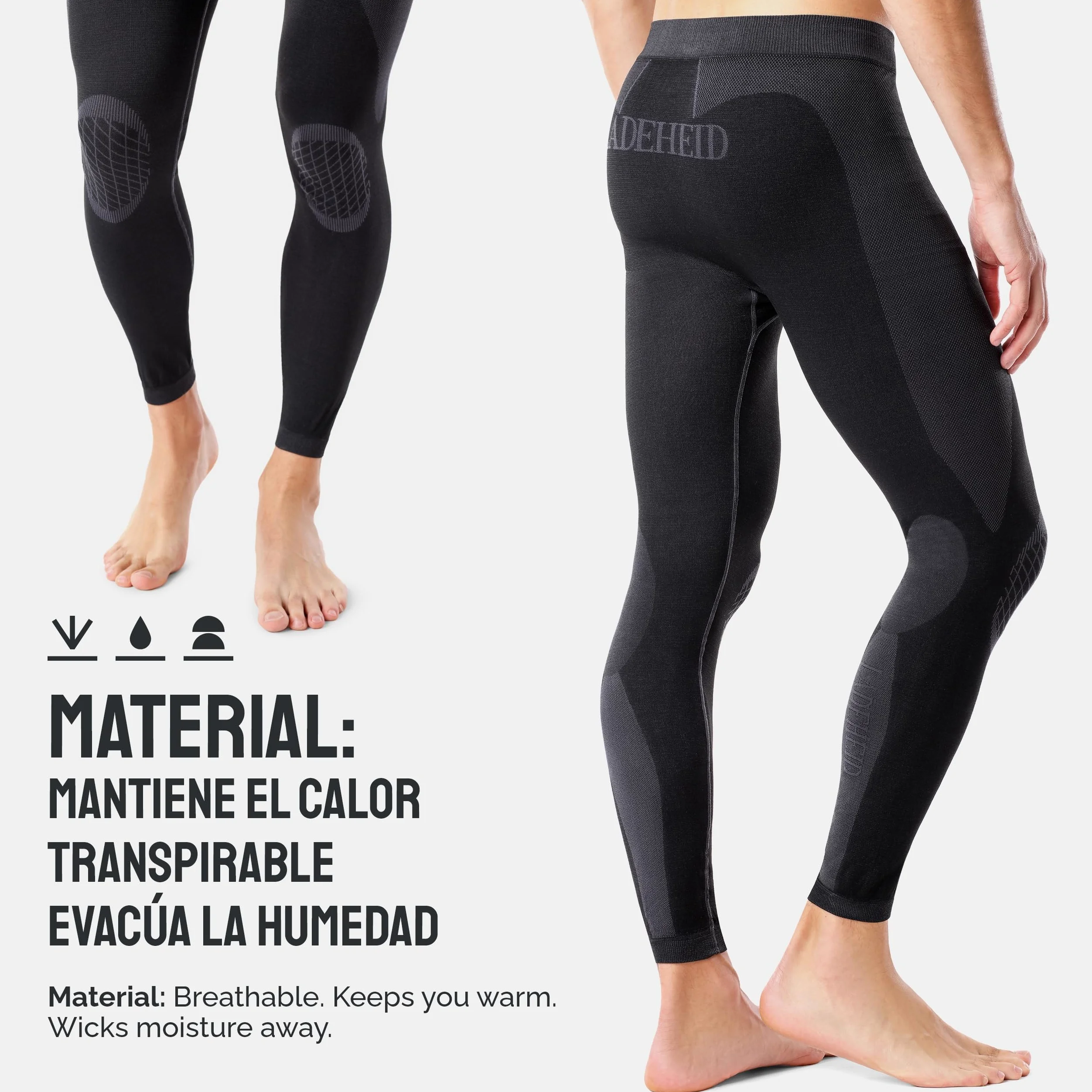 Ladeheid Conjunto Térmico Hombre – Ropa Interior Térmica con Camiseta Manga Larga y Pantalón Termico Hombre Running – Transpirable, Secado Rápido, para Deporte y Frio LAGI003