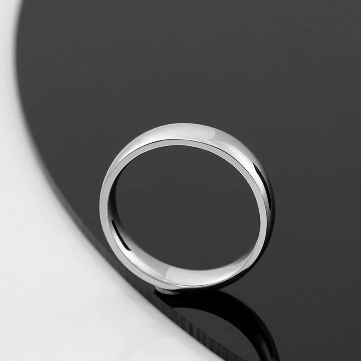 Anillo de oro blanco de 9 quilates/14 quilates/18 quilates para hombre sin piedras preciosas, anillos para hombre redondo simple