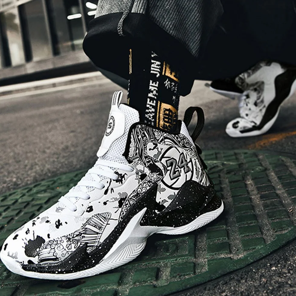 Zapatos de Baloncesto Hombre Mujeres Graffiti Caña Alta Unisex Antideslizantes Cómodos 35-45 EU