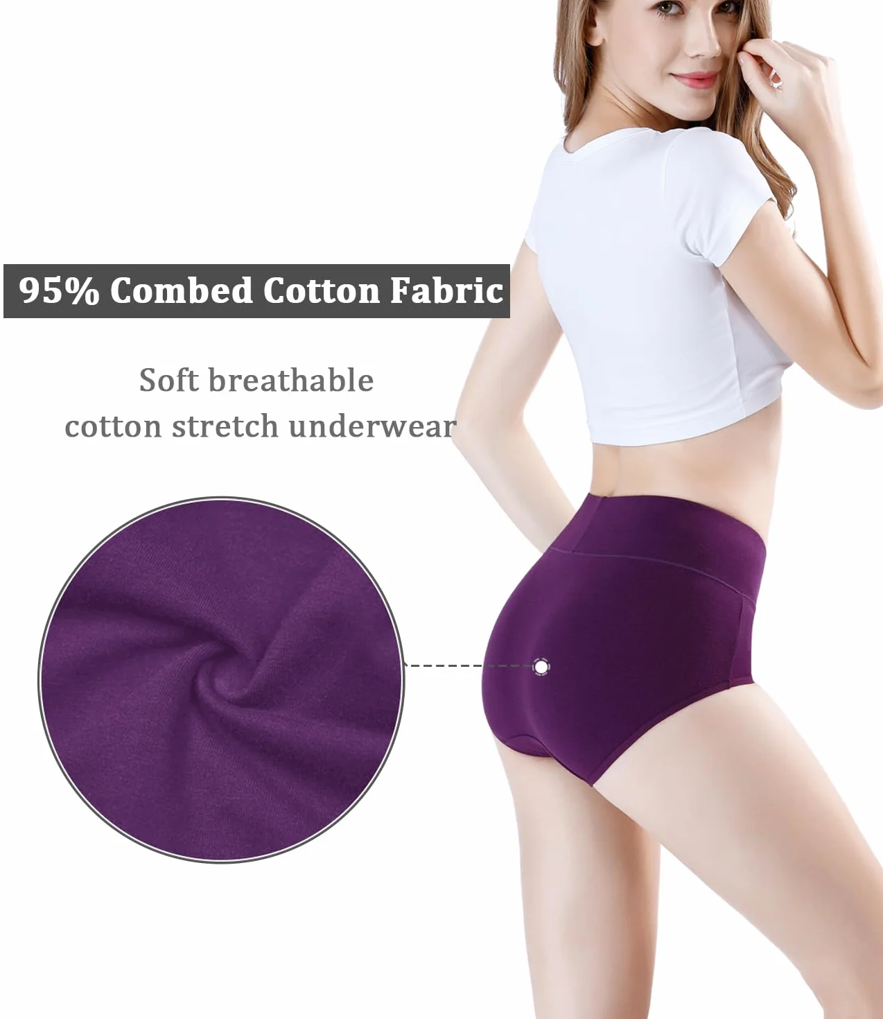 Wirarpa Bragas Mujer Algodón Culotte Cintura Alta Faja Reductora Pack 5