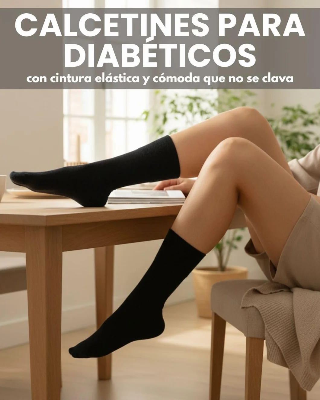 sockenkauf24 6 Pares de Calcetines Diabéticos con Cintura de Confort sin Elástico & sin Costuras Hombre & Mujer 97% Algodón