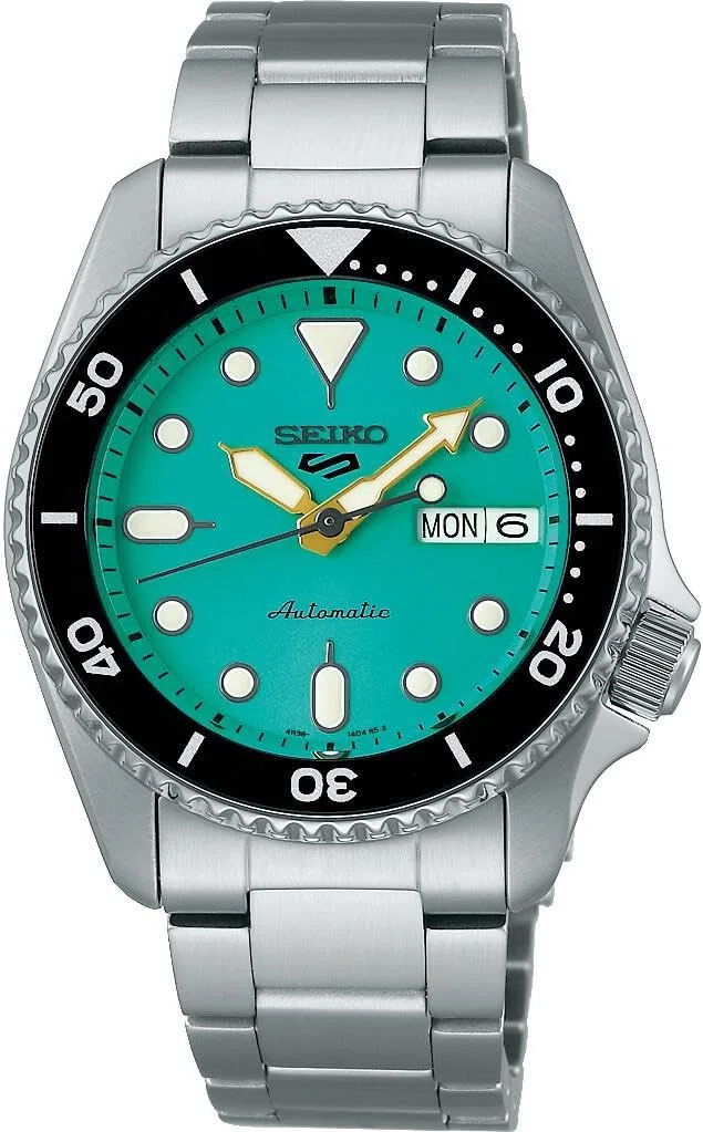 Seiko 5 deportivas skx ‘midi’ 38mm verde azulado | pulsera de acero inoxidable SRPK33K1