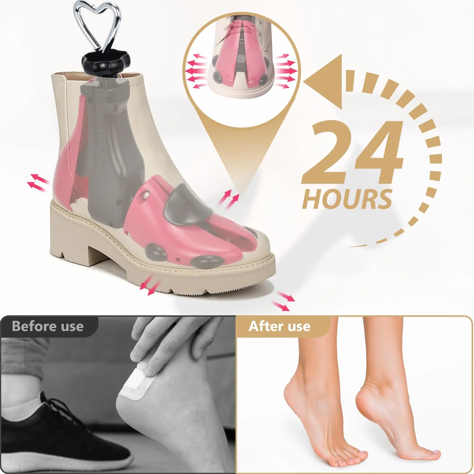 Hormas para Zapatos Hombre Mujer, Ensanchador de Zapatos con Calzador, Profesional Ensanchador de Botas, Estirador de Zapatos Ajustable Anchura y Longitud