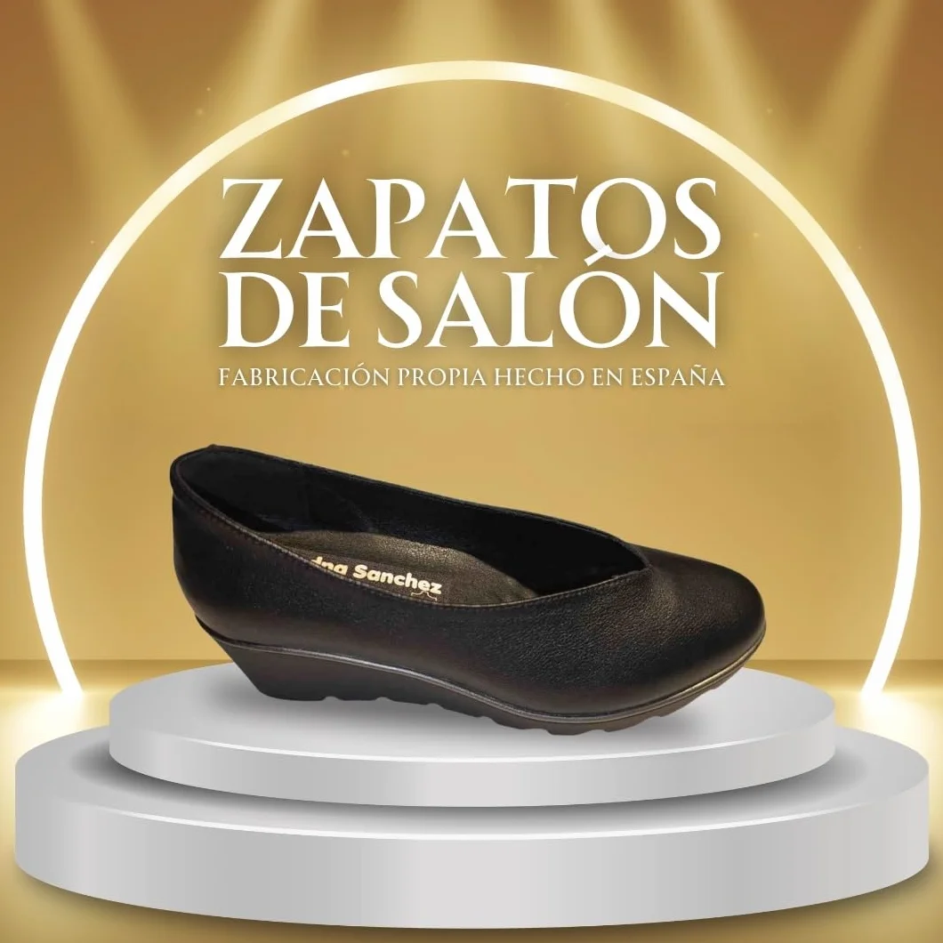 Zapatos Salón Mujer Vesta Cuña Plataforma, Cómodos, Azafatas, Trabajo. Calzado de Piel Fabricados en España Cuña Media 5cm