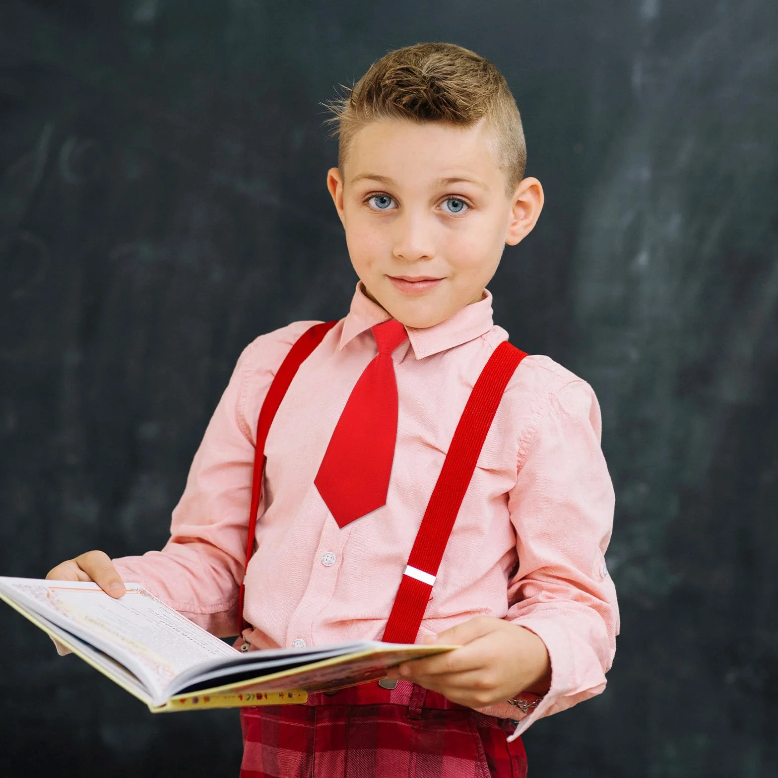 Corbata para niños de 8.6 pulgadas, ajustable, con clip, formal, boda, graduación, uniforme escolar