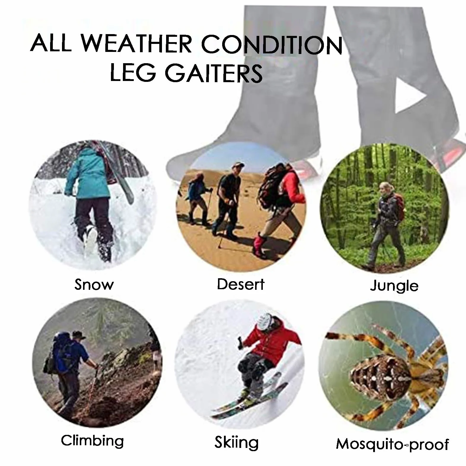 GCGC Polainas De Senderismo, Polainas Largas Ajustables For Nieve, 1 Par, For Mujeres Y Hombres, For Montaña, Nieve, Senderismo, Esquí, Caminatas, Escalada, Jardinería