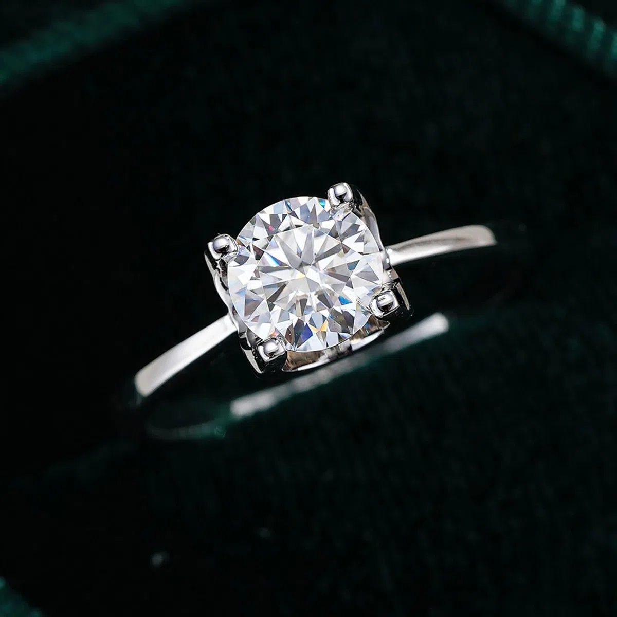 Anillos de boda de oro blanco, alianzas de oro auténtico, anillo de compromiso solitario con 1 ct Moissanite Bandring para mujer