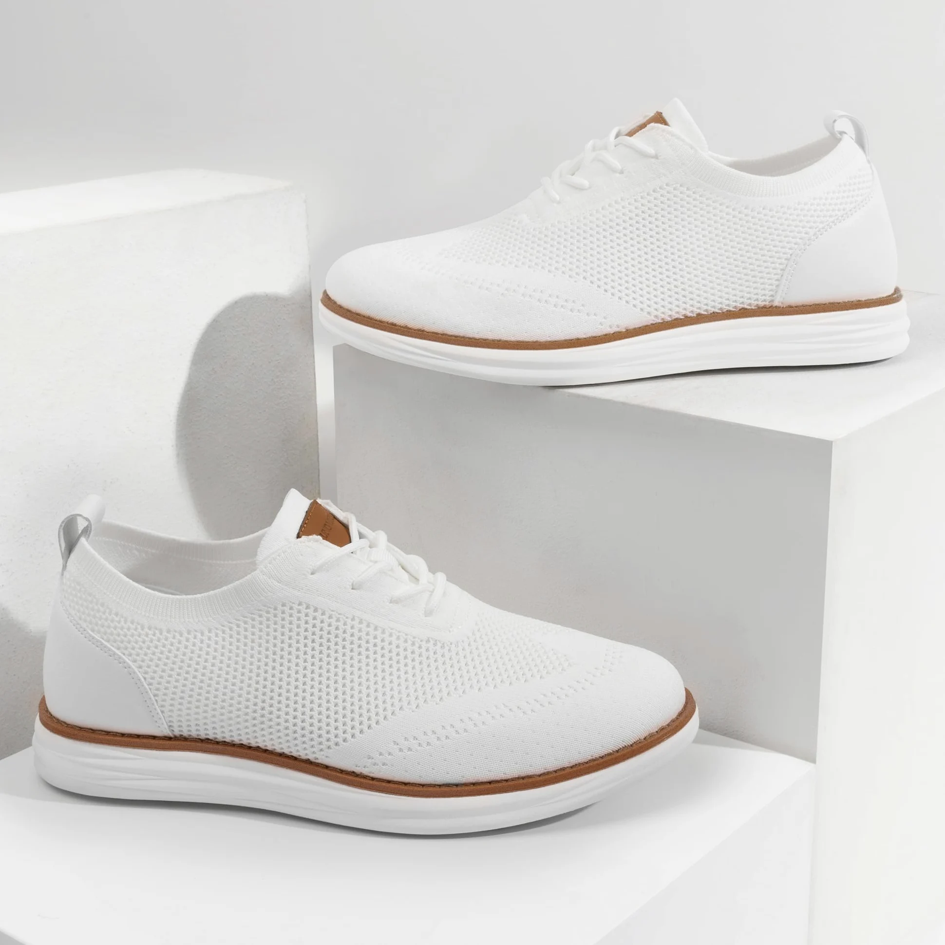 Bruno Marc Zapatos de Cordones Transpirables Zapatillas de Vestir Oxfords Clásico Formales Derby para Hombre Verano Casuales,Size 42,Blanco Claro,GRAND-02