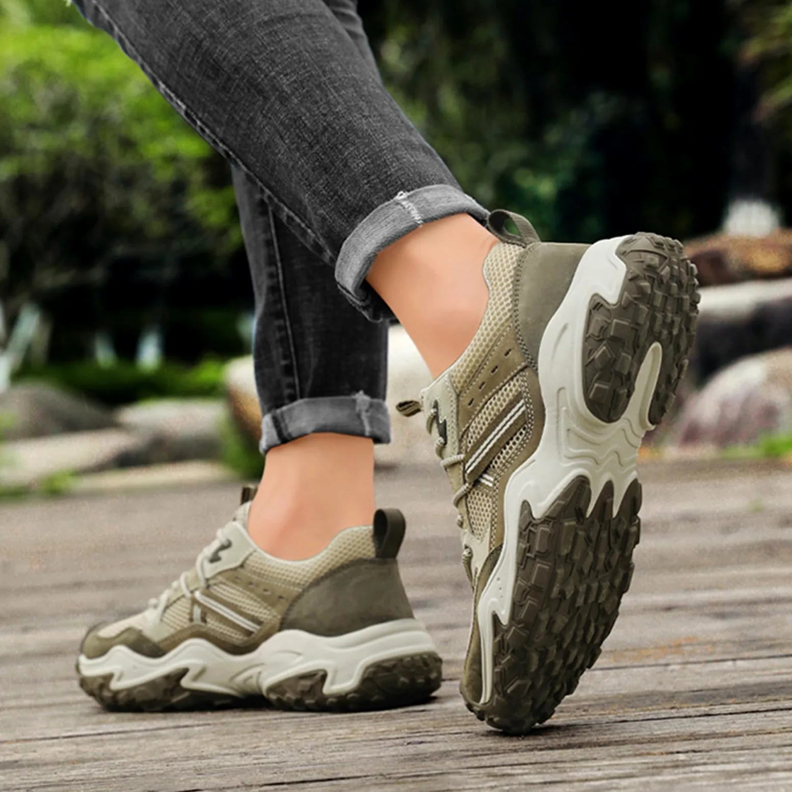 Hombre Zapatos de Senderismo Ligeras Zapatillas de Trekking Antideslizante Impermeables Trail Running Camping Deportivas