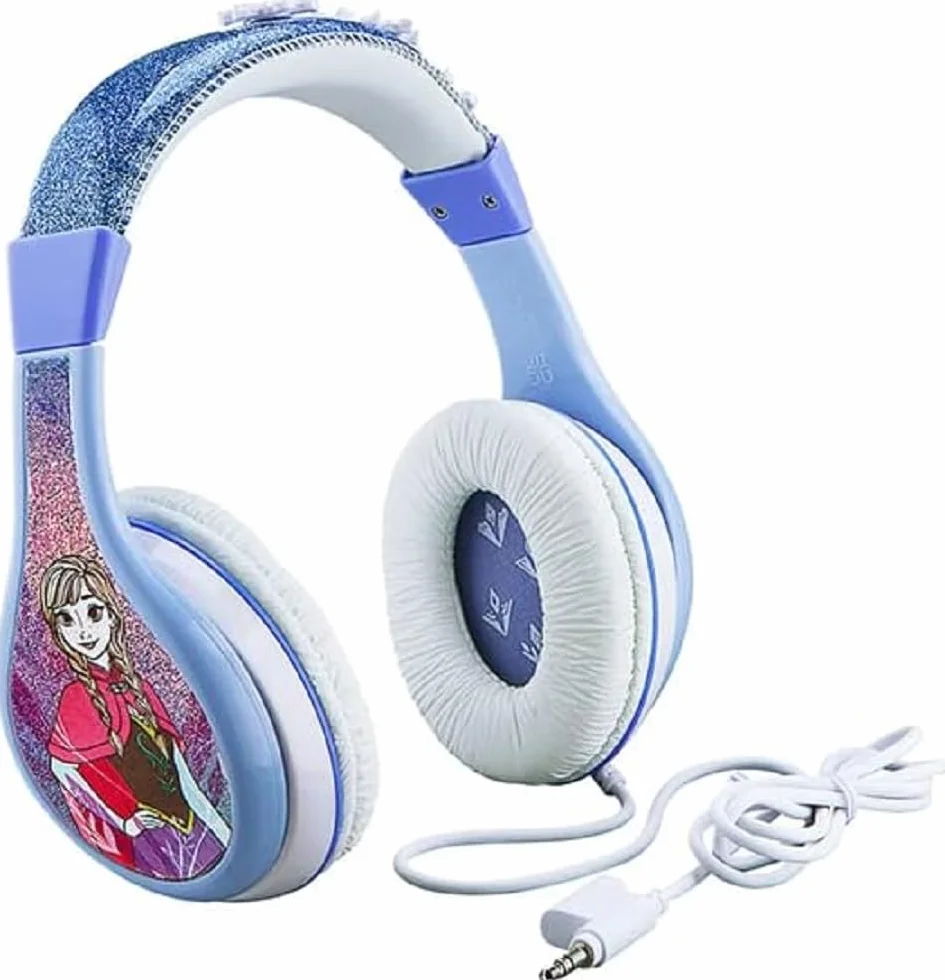 Frozen 2 Kids Headphones, Adjustable Headband, Stereo Sound, 3.5Mm Jack, Wired Headphones for Kids, Tangle-Free, Volume Control, Foldable, Childrens Headphones Over Ear for School Home Travel, Azul