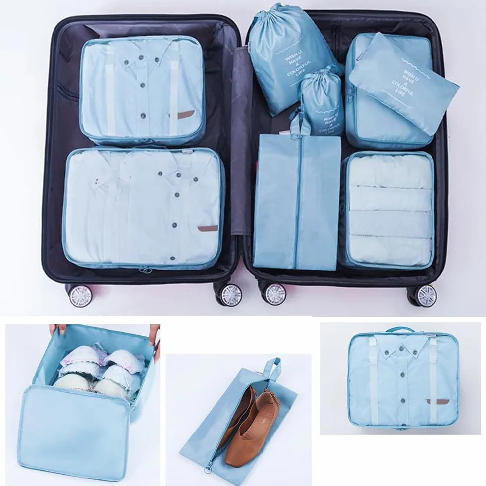 Organizador de maletas, ligero, equipaje de mano, bolsa de compresión parcial, organizador de maletas, juego con Ompression impermeable, bolsa de cosméticos, juego de bolsas de ropa