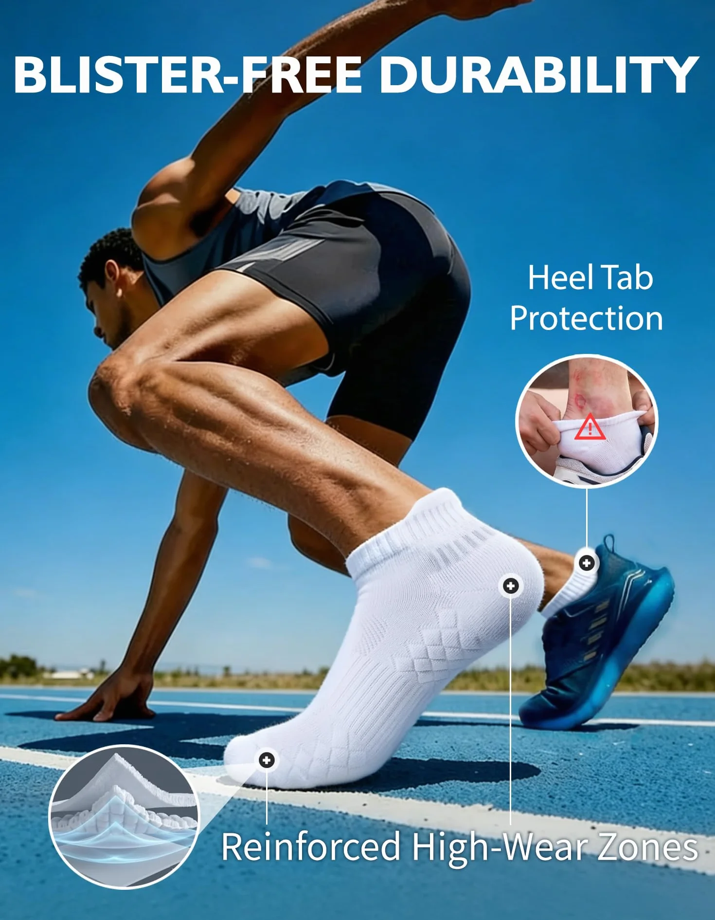 CLOSEMATE Calcetines Deporte Hombre Tobilleros Acolchados Transpirables Antiampollas Suaves Cortos Para Running Deportivos 6 Pares