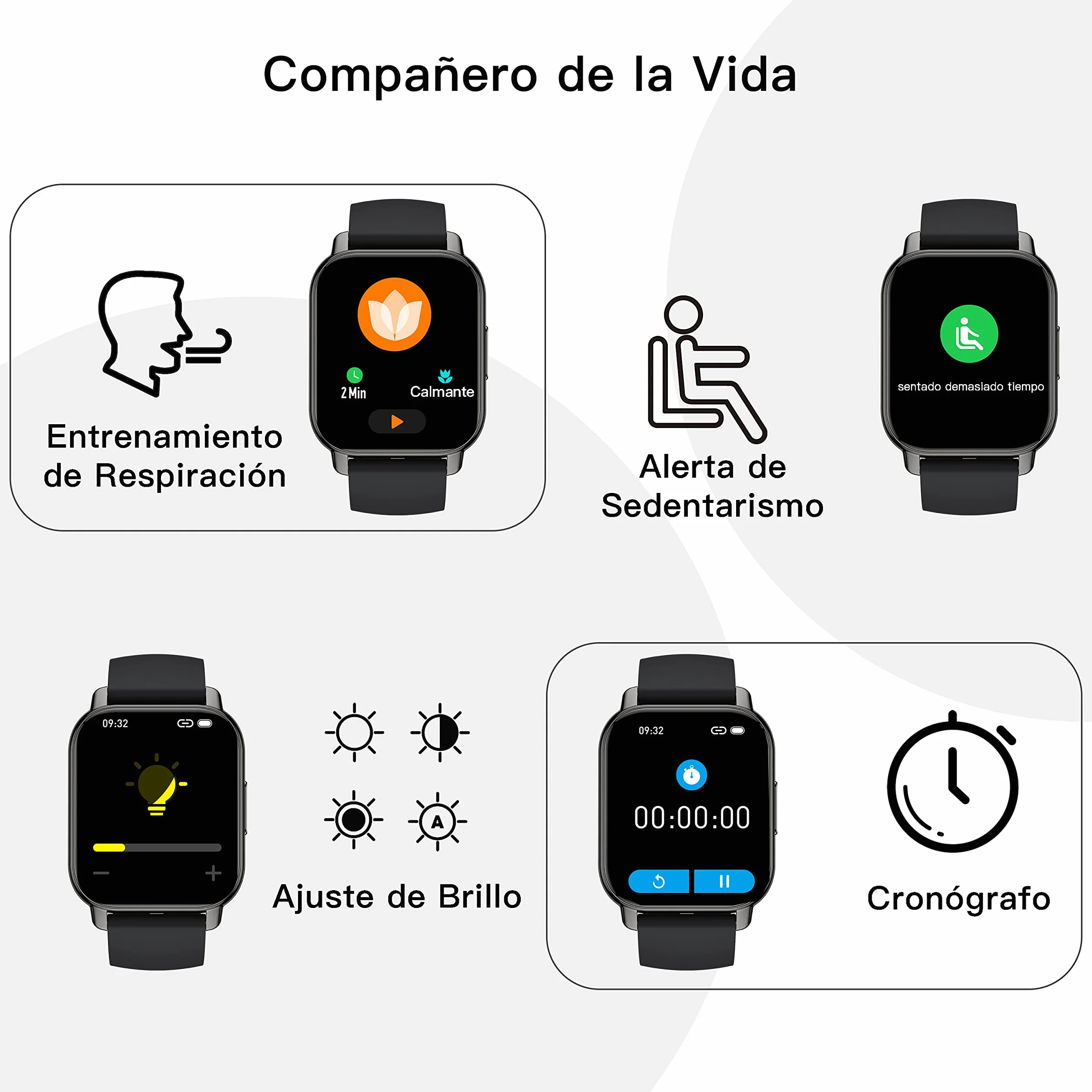 Popglory Reloj Inteligente Hombre con Llamadas y Asistente Voz, 1,85'' Smartwatch 2 Correas, Pulsera Actividad Presión Arterial Ritmo Cardíaco Oxígeno Sanguíneo, para Mujer Hombre Android iOS