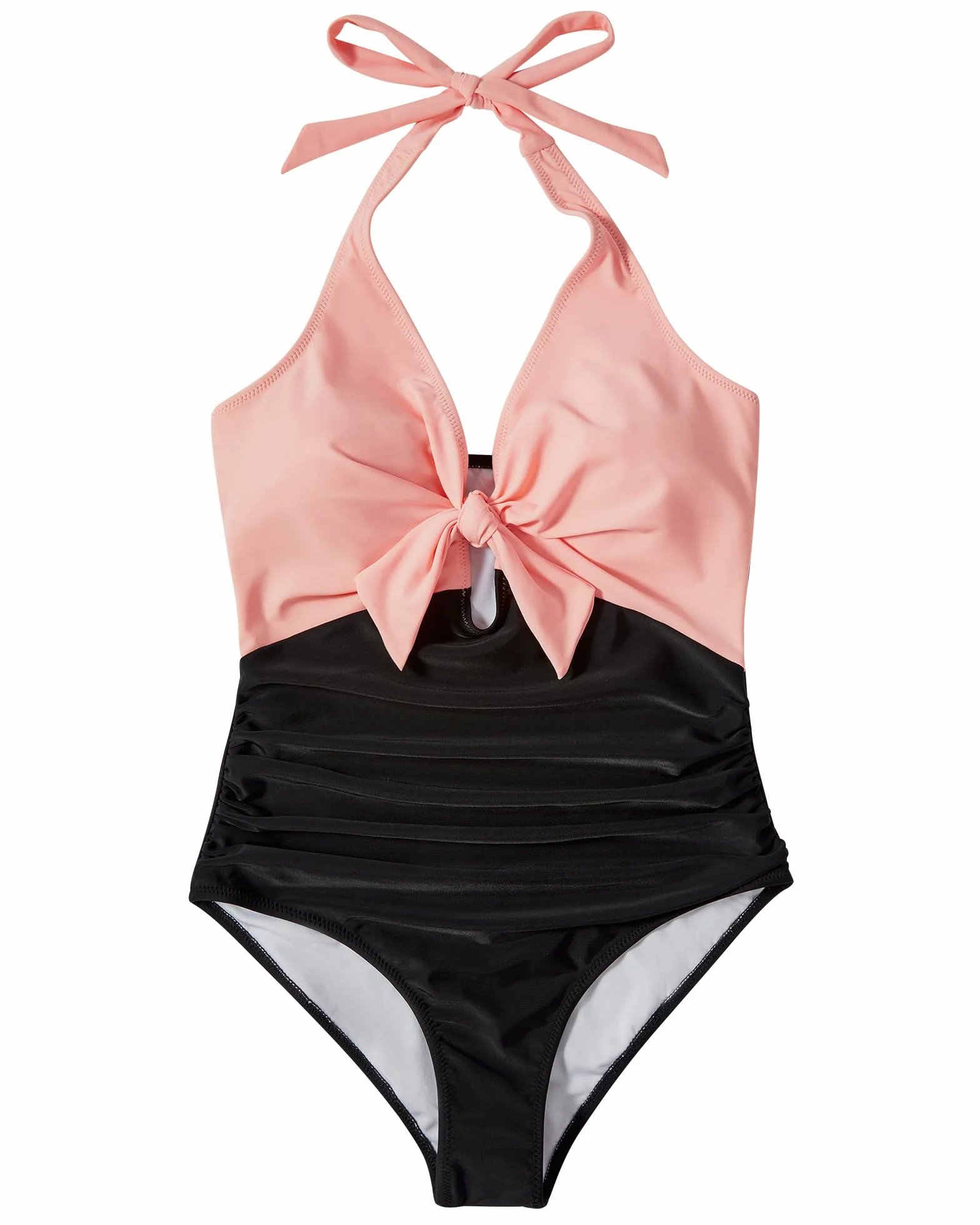 RXRXCOCO Traje de baño sexy con cuello en V, push up, para mujer, con forma de barriga, con escote halter, espalda descubierta, traje de baño con copas