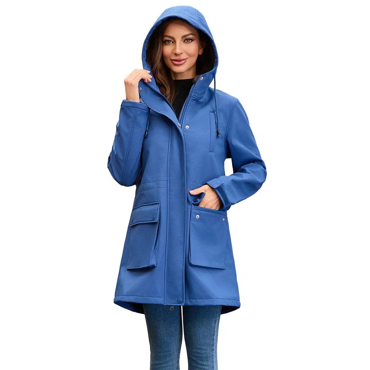 Chubasquero para mujer, impermeable, transpirable, ligero, cómodo, deportivo, chaqueta de ciclismo, talla grande, cortavientos, chaqueta multifunción, plegable, con capucha