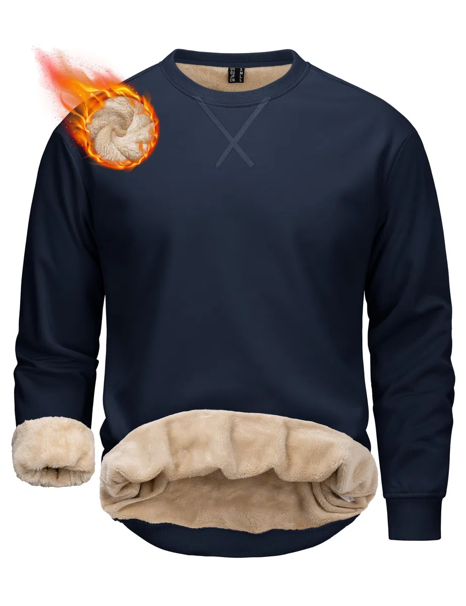MAGCOMSEN Sudadera para Hombre sin Capucha, con Forro Polar