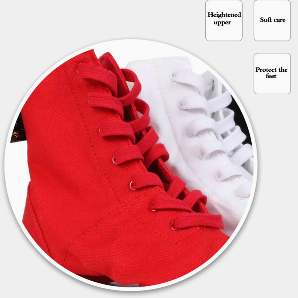 Lienzo Jazz Dance botas, zapatos de suela blanda Deportes Fitness, zapatos de baile, ligero, cómodo y zapatos de cordones de ejercicio duraderos