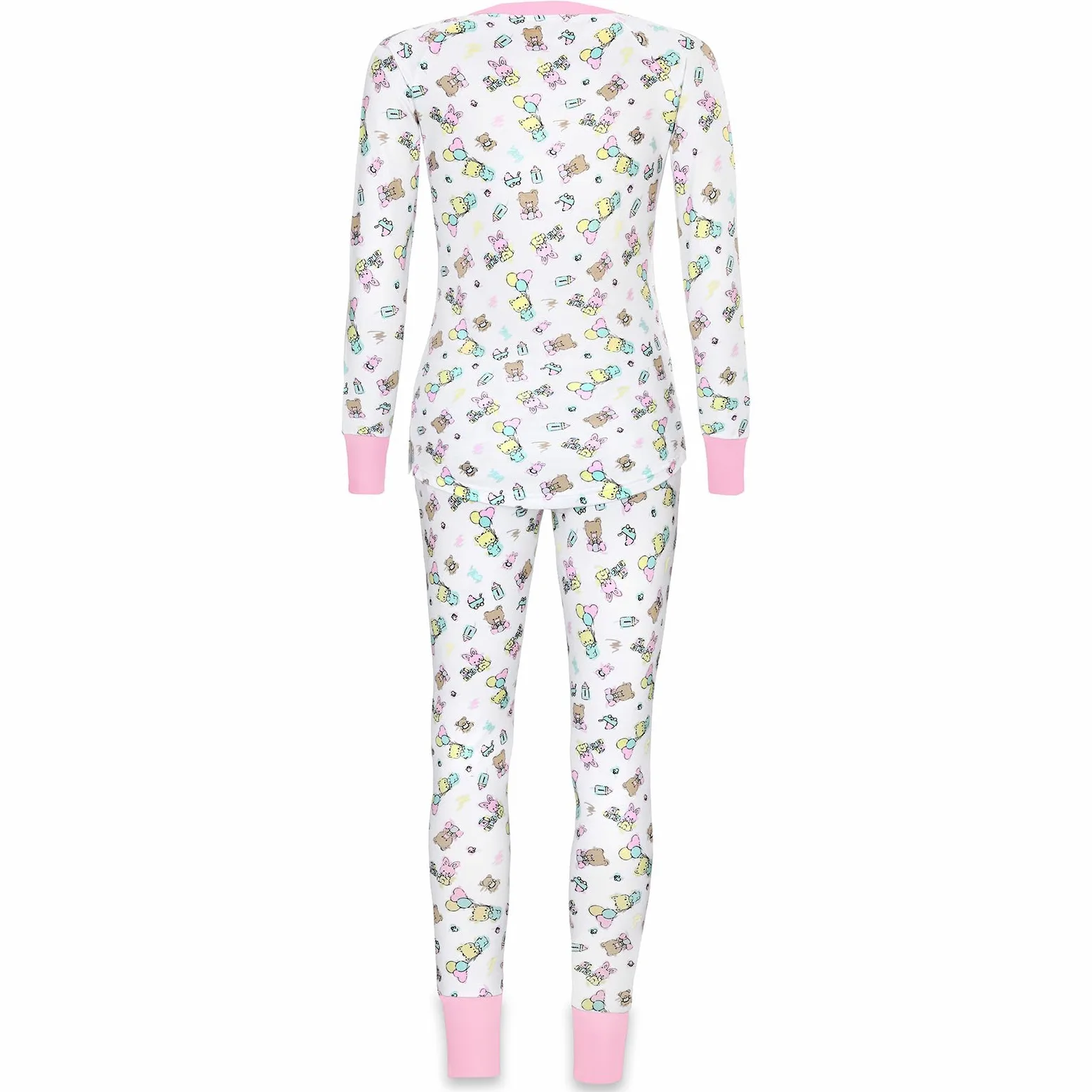 LittleForBig Dos Piezas Set de Pijama de Manga Larga para Mujer - Sedoso Suave, Cómodo Elástico y Transpirable Baby Cuties Temática Ropa de Dormir Rosa XXXXL