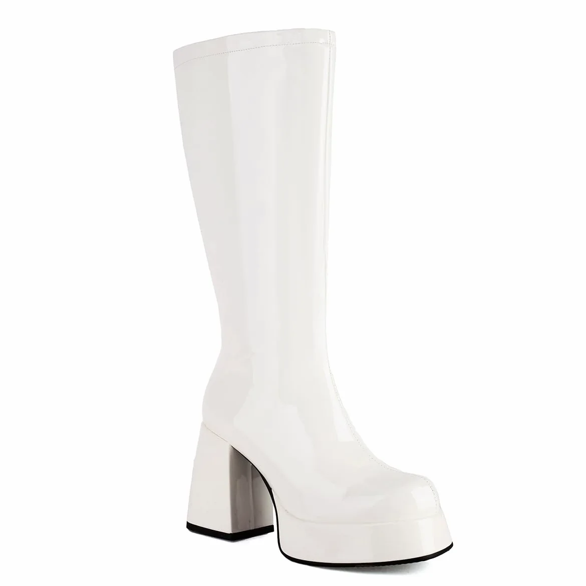 Mujeres Chunky Heel Plataforma Side Zipper GO GO Botas 1960s & 1970s Retro