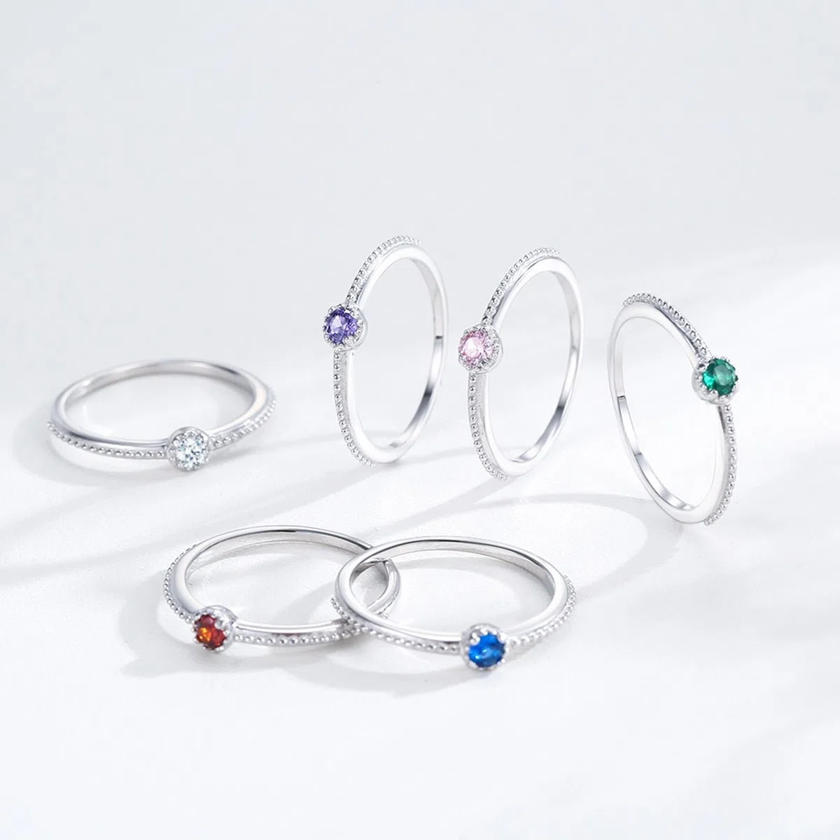 KnSam Anillo de oro auténtico de la amistad, oro blanco 9 K/14 K/18 K, anillo de apilamiento clásico con topacio azul, par de anillos Au 375/585/750, oro blanco, talla 47-65