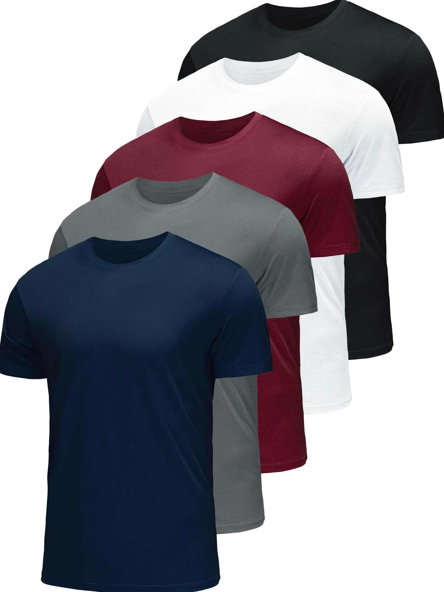 ANGEL CITIZ Paquete de 5 o 3 camisetas para hombre, ajuste seco, camisetas de gimnasio que absorben la humedad, ropa de entrenamiento, camisetas lisas