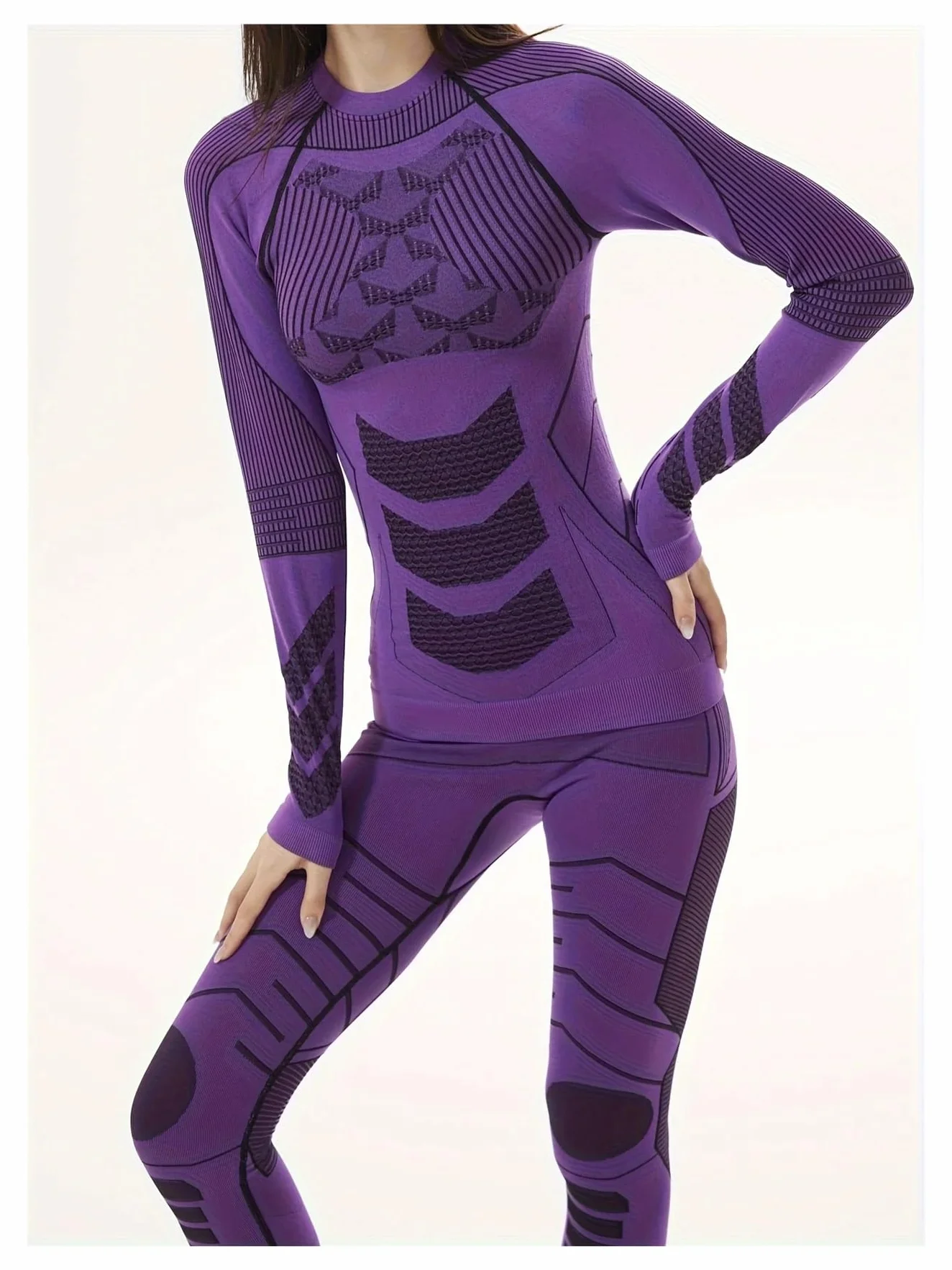 Conjunto TéRmico Transpirable Ropa Conjuntos de ropa interior de esquí cálida for invierno, ropa interior de esquí for hombre y mujer, tela de nailon comprimida, chándal de secado rápido Para El FríO