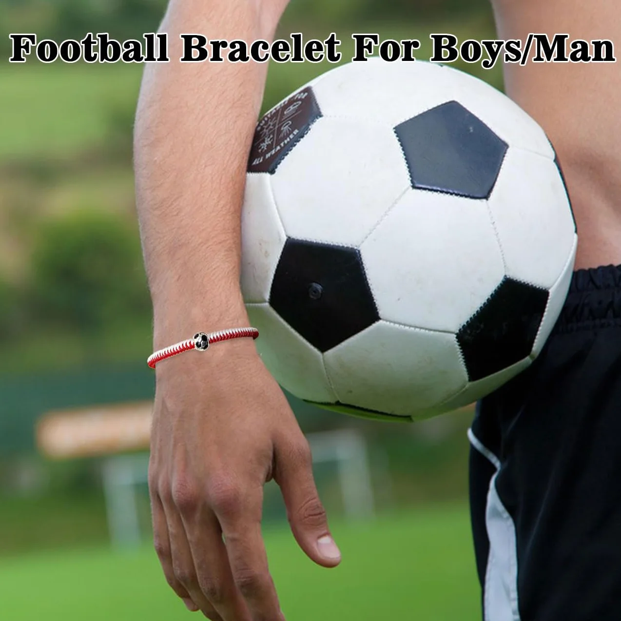 Lote de 2 Pulseras de Fútbol para Niños, Pulseras de la Amistad Ajustables, Pulsera Tejida Ajustable, Regalo de Fútbol para Cumpleaños de Niños Deportistas, Adolescentes, Niñas y Niños, B