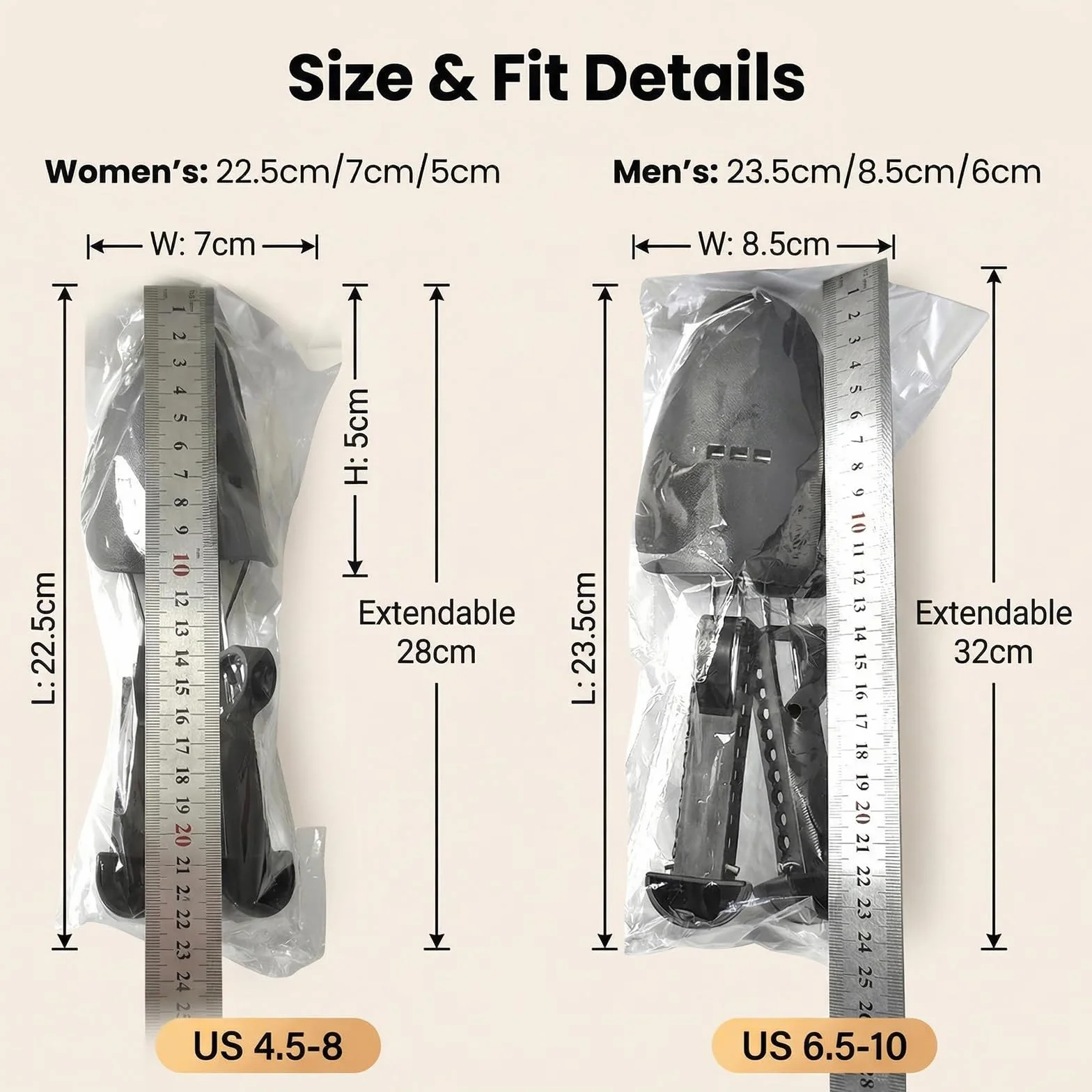 2 pares de plástico práctico de longitud ajustable para hombre, formador de árbol de zapatos, soporte para botas, forma de zapato, plástico para zapatos, tacones, zapatillas de deporte