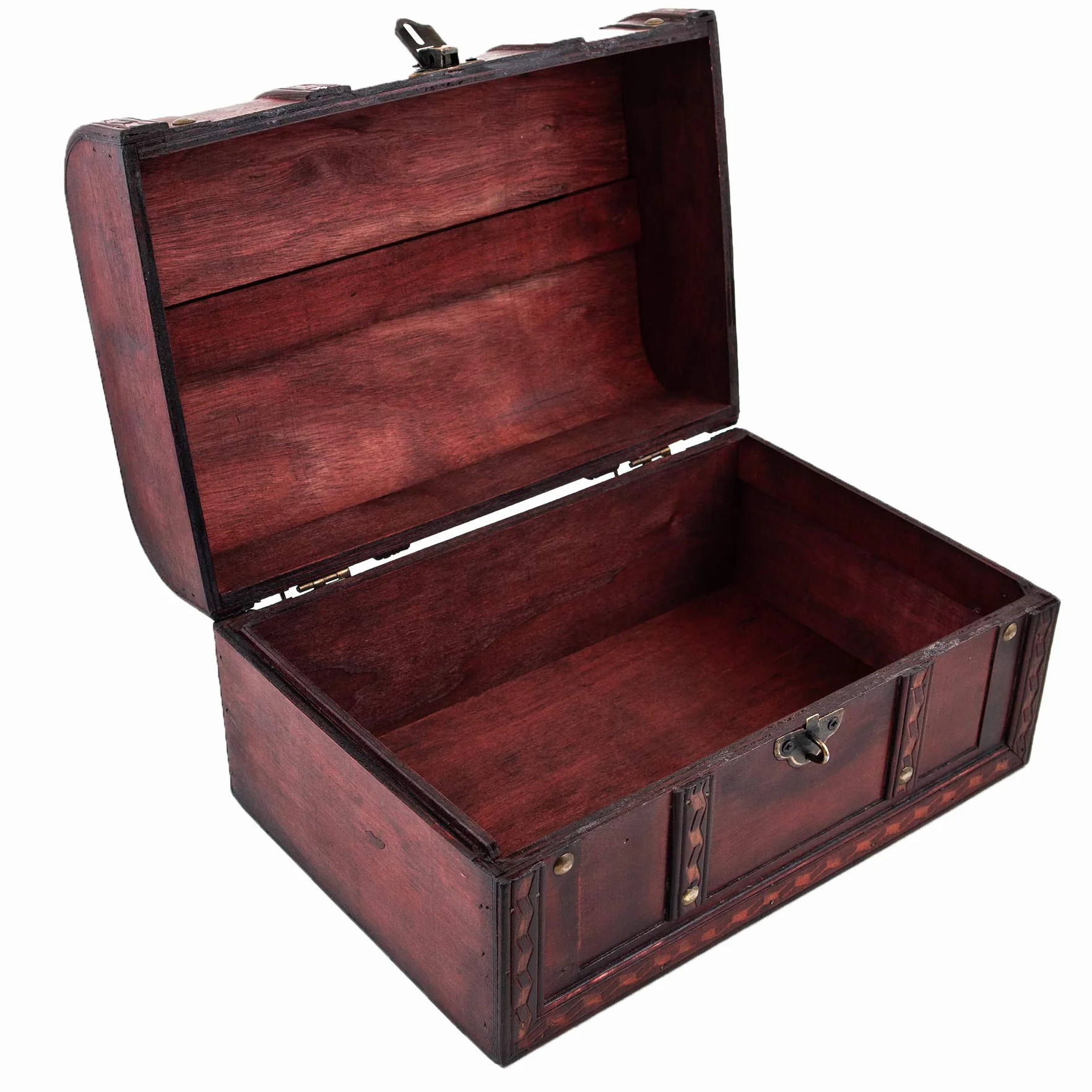 infinimo Cofre del Tesoro – Caja con candado y llave – Cofre de Madera 28 x 19 x 15 cm Grande – Ideal como caja de Regalo para, por Ejemplo, Bodas y Cumpleaños