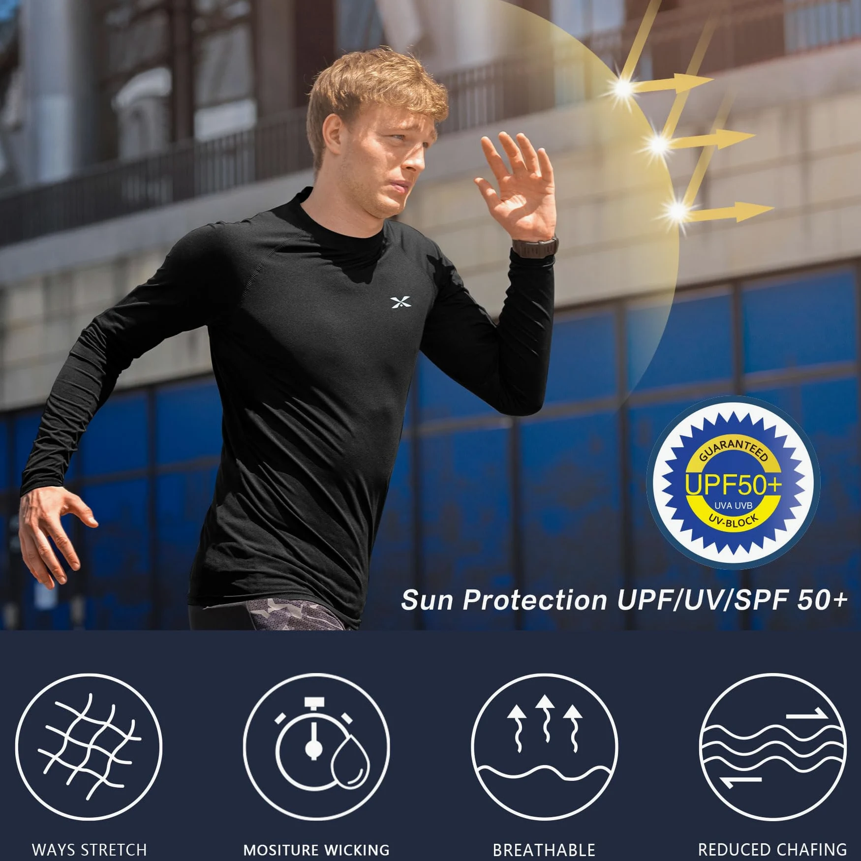 MOHEEN Camiseta de manga larga para hombre con protección solar UPF 50+, de secado rápido, para senderismo, pesca, natación, tallas M-3XL