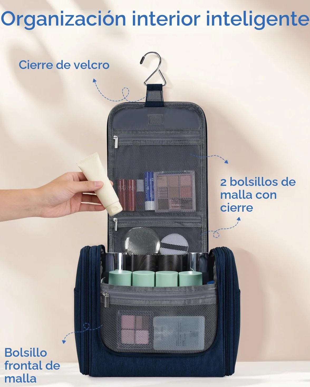 WANDF Neceser para Colgar Impermeable Bolsa de Aseo Colgante Viaje Hombre Bolsa de Cosméticos y Maquillaje para Mujer