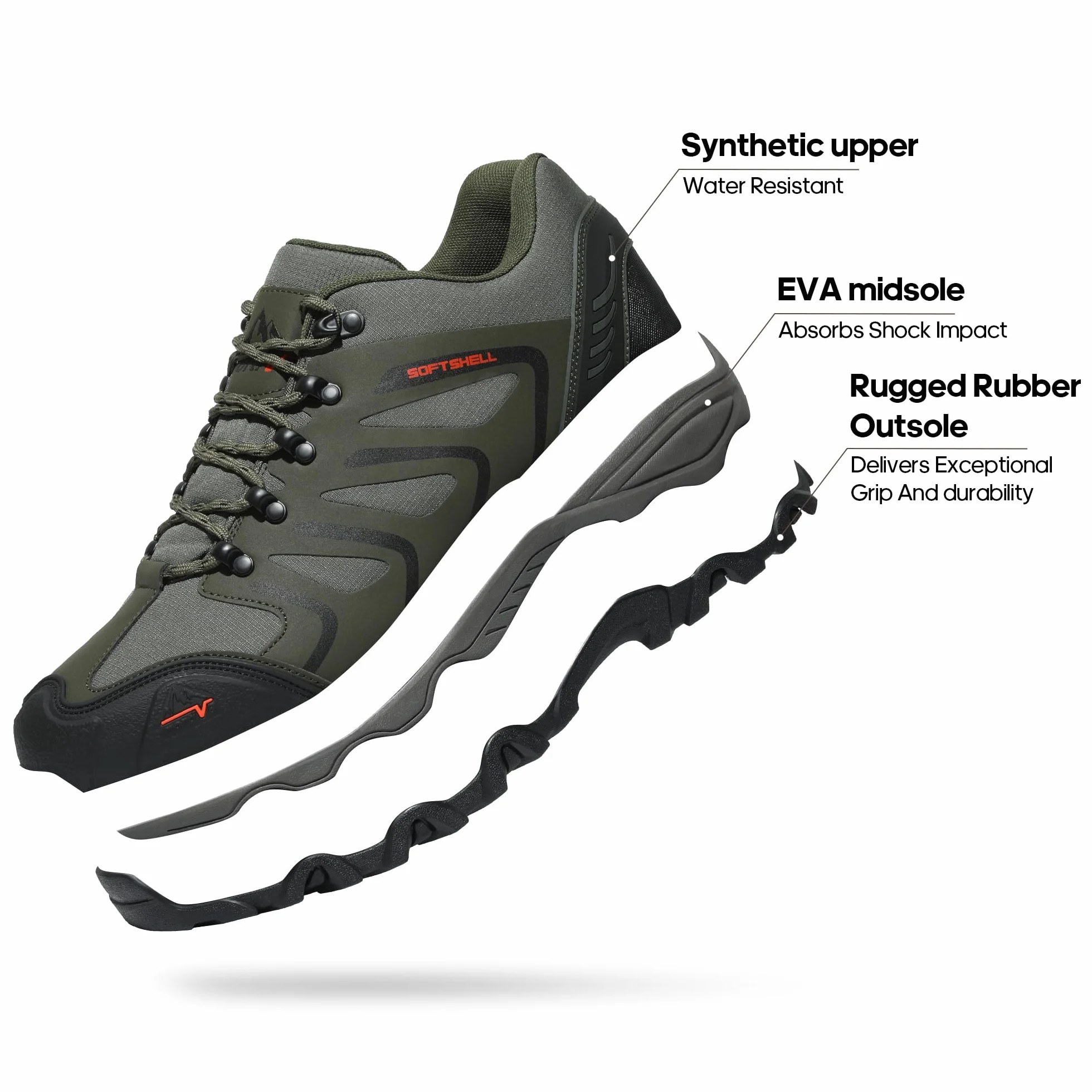 NORTIV 8 Zapatos de Senderismo Hombres Zapatillas Trekking Impermeables Botas Montaña Ligeros al Aire Libre