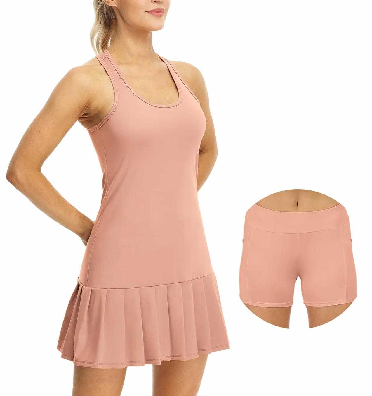 icyzone Vestido de Tenis para Mujer con Pantalones Cortos Racerback Deporte Golf