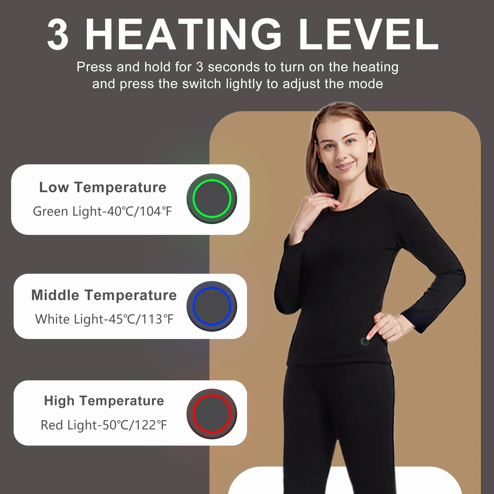 Camisa Y Pantalones Térmicos Eléctricos para Mujeres, con 6 Áreas De Calefacción Y 3 Configuraciones De Temperatura para La Vida Diaria