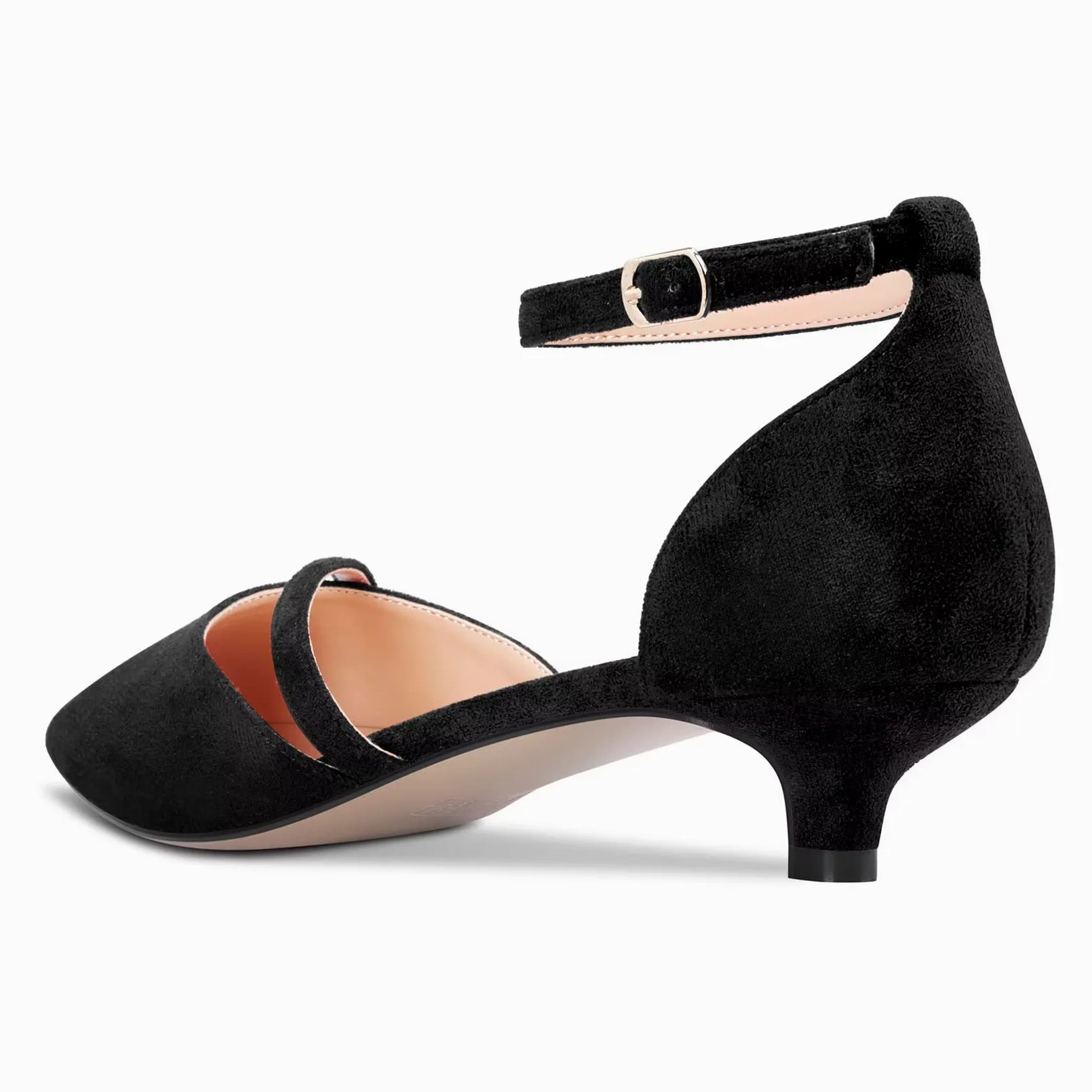 Castamere Mujer Bajos Gatito Heel Cerrado el Dedo del pie Puntiaguada Pumps Correa Tobillo Two-Piece Cierre con Hebilla de Boda Fiesta Sexy Dress Zapatos 3.5 CM Heels
