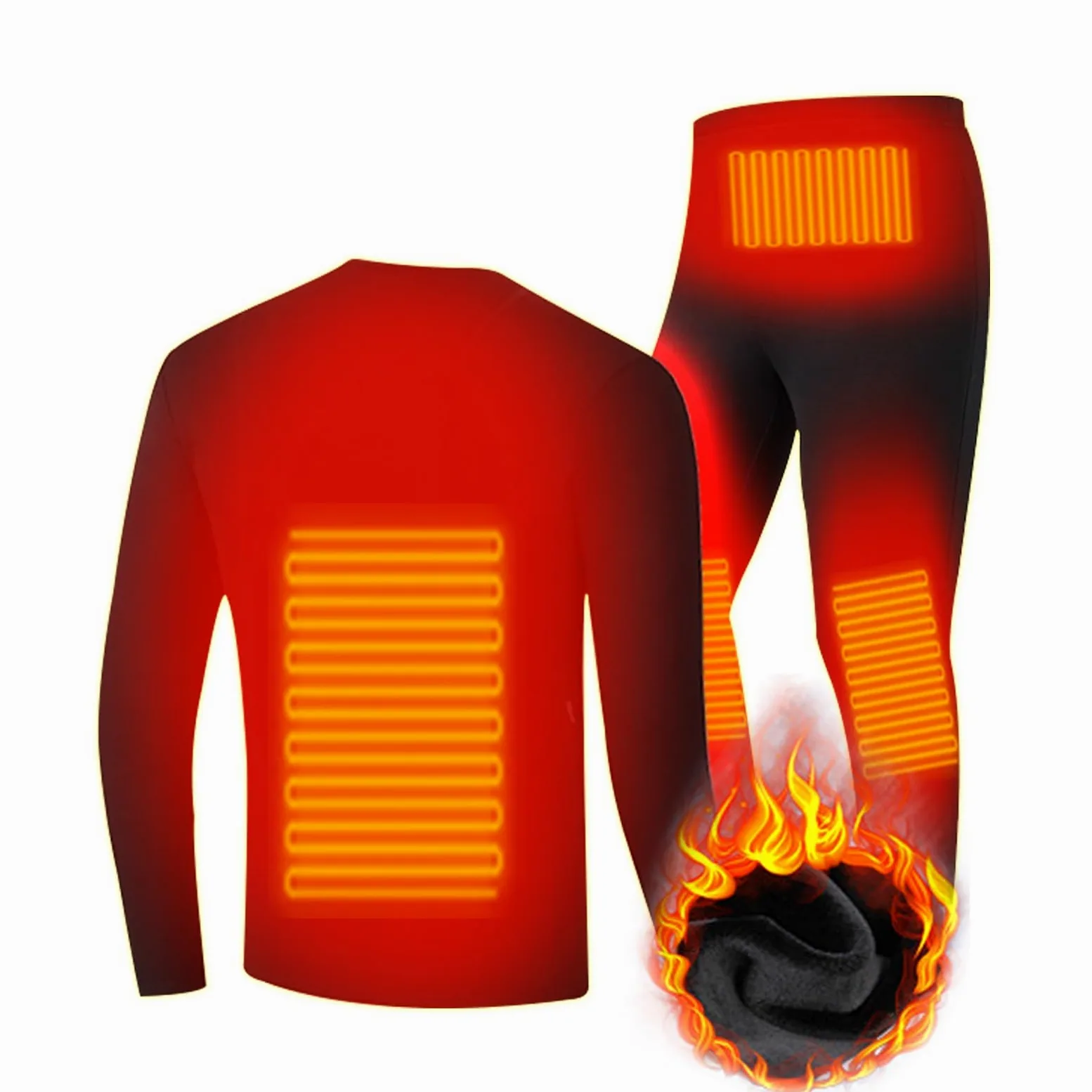 Calefacción Ropa Interior,Invierno Caliente USB Calefacción Ropa Interior Térmica Traje De 6 Zonas De Calefacción Hombres Y Mujeres Modelos