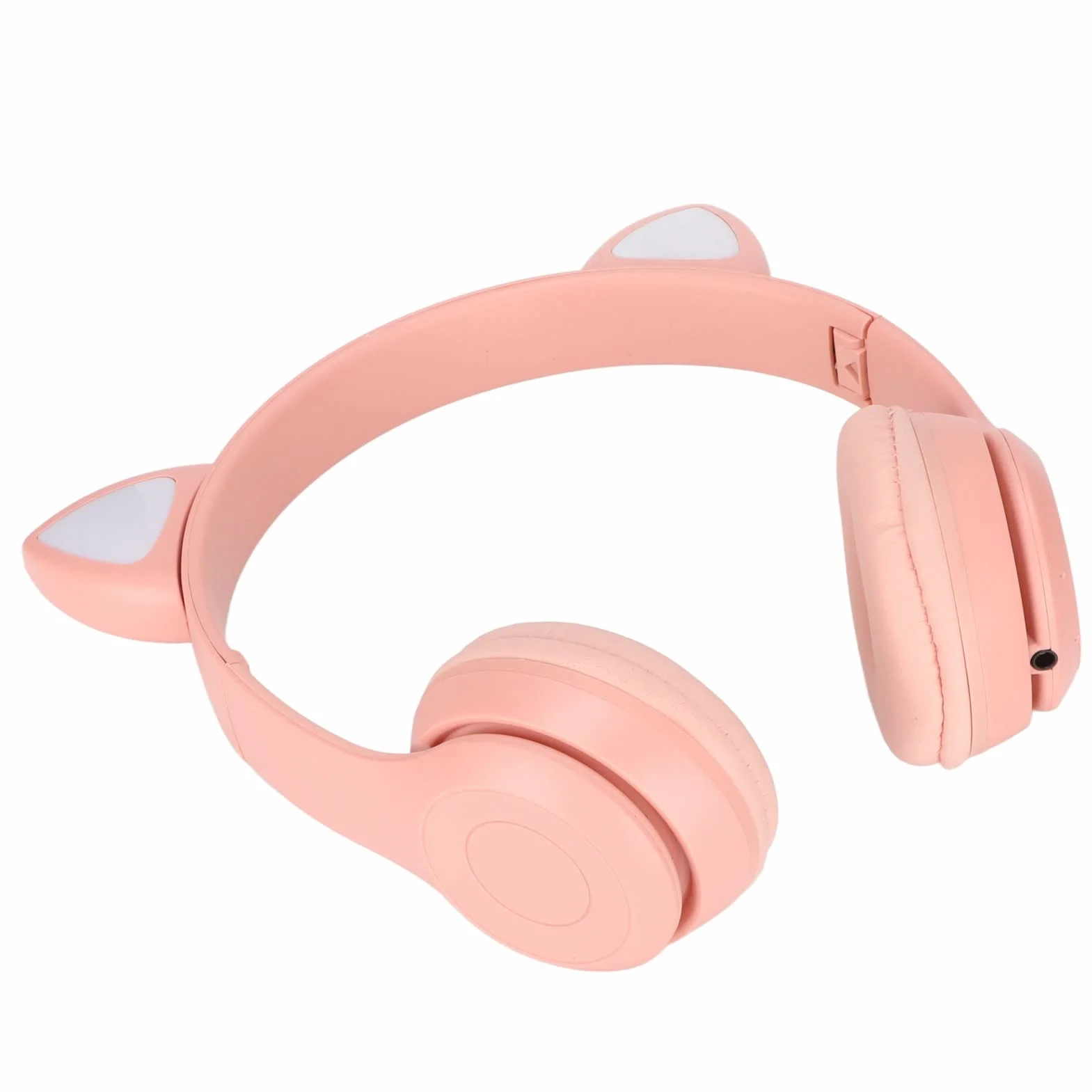 Auriculares, Bonitos Auriculares con Orejas de Gato, Auriculares para Niños, Auriculares Plegables sobre la Oreja con Luz LED para Niños, Adultos, Niñas Y Niños (Rosa)