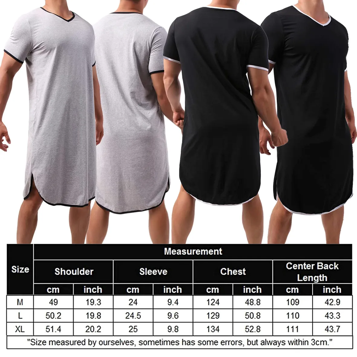 Camisón de algodón para hombre, ropa de dormir cómoda, ropa de dormir suelta, batas de pijama